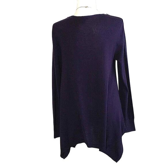 Vera Wang Sweater Women's Sz M Navy Blue Embellished Knit Long Sleeve Pullover - Picture 10 of 12